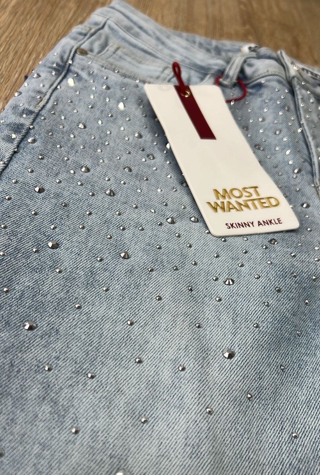 Jean Skinny Azul Cielo con Brillos Most Wanted