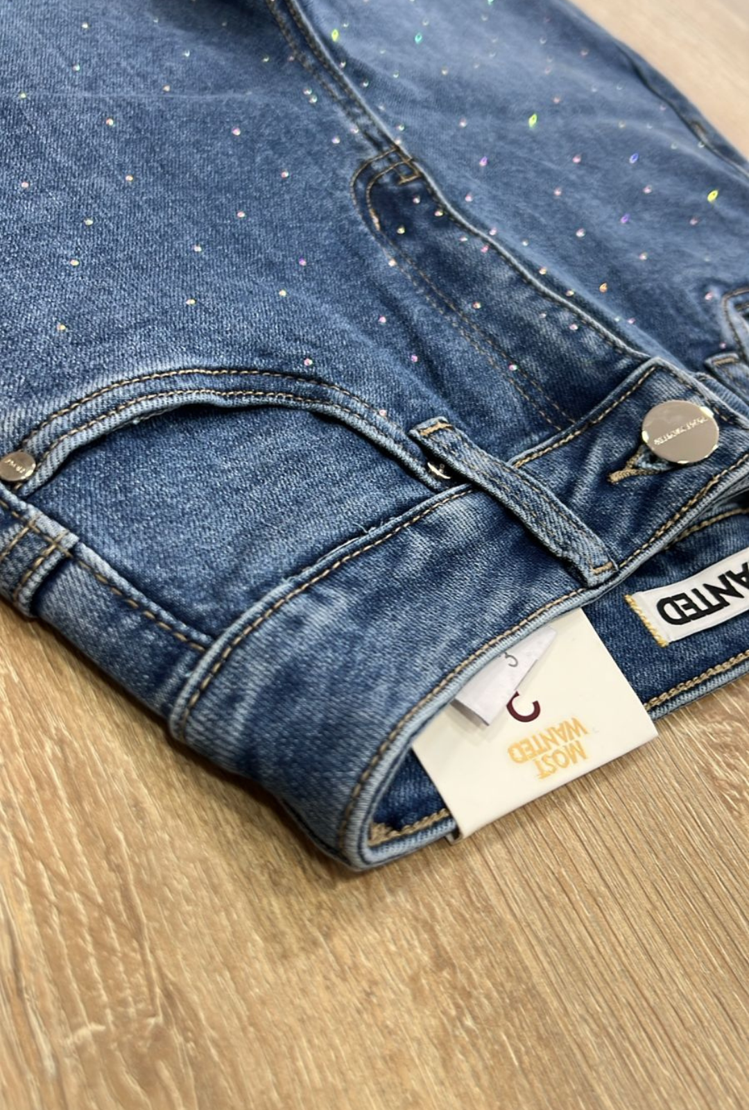 Jean Skinny Azul Medio con Brillos – Most Wanted