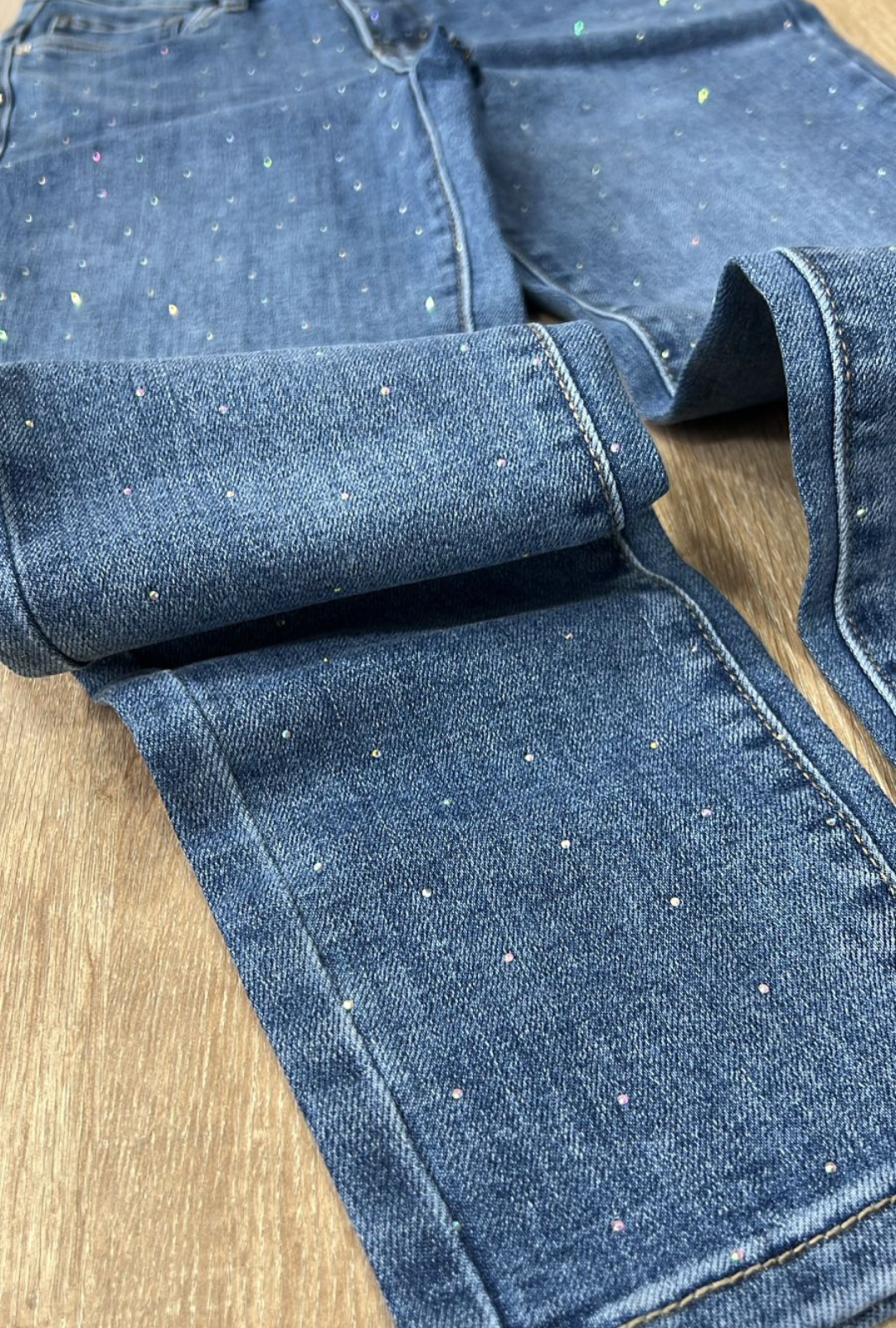 Jean Skinny Azul Medio con Brillos – Most Wanted