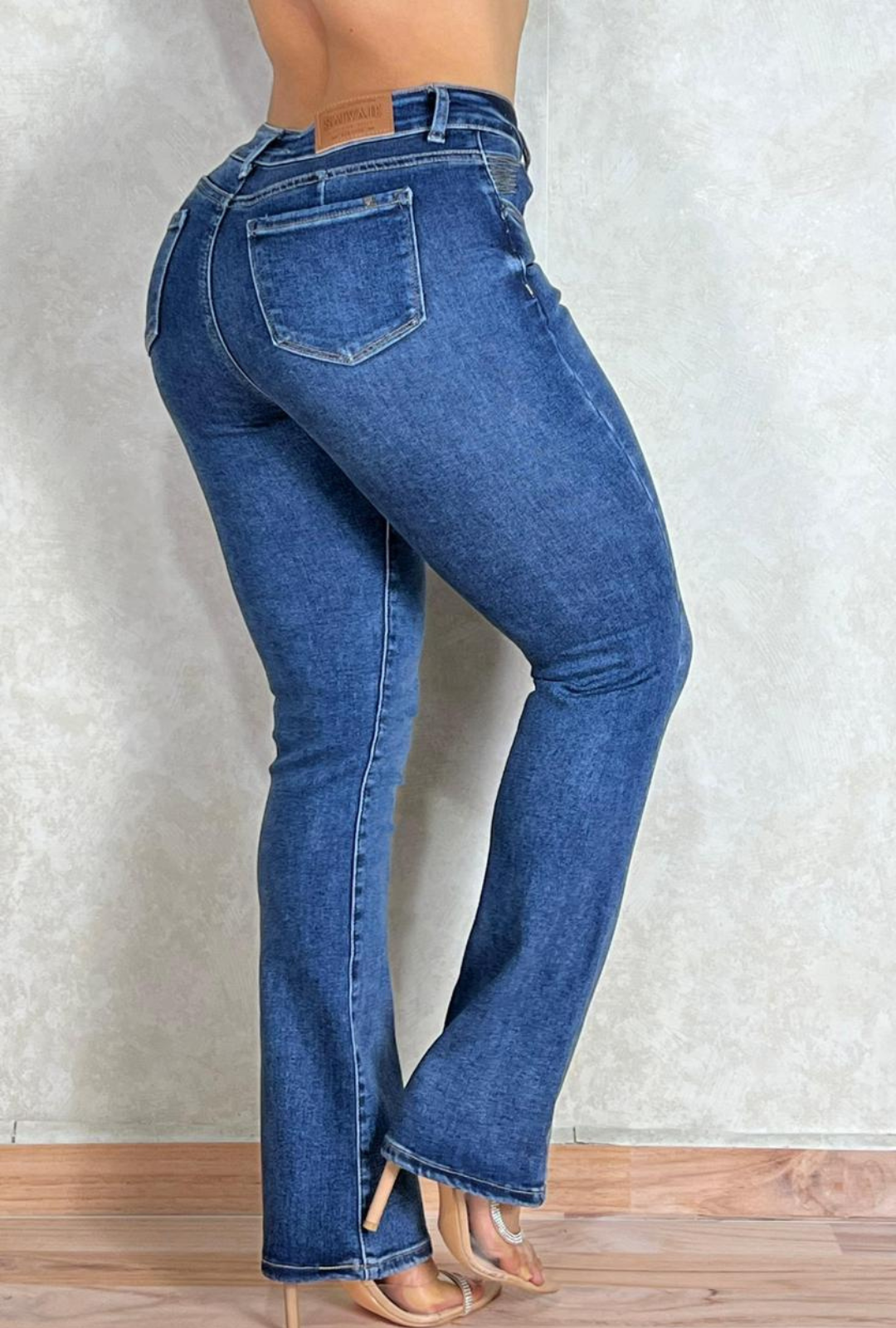 Jean Azul Bota Ancha Salvaje