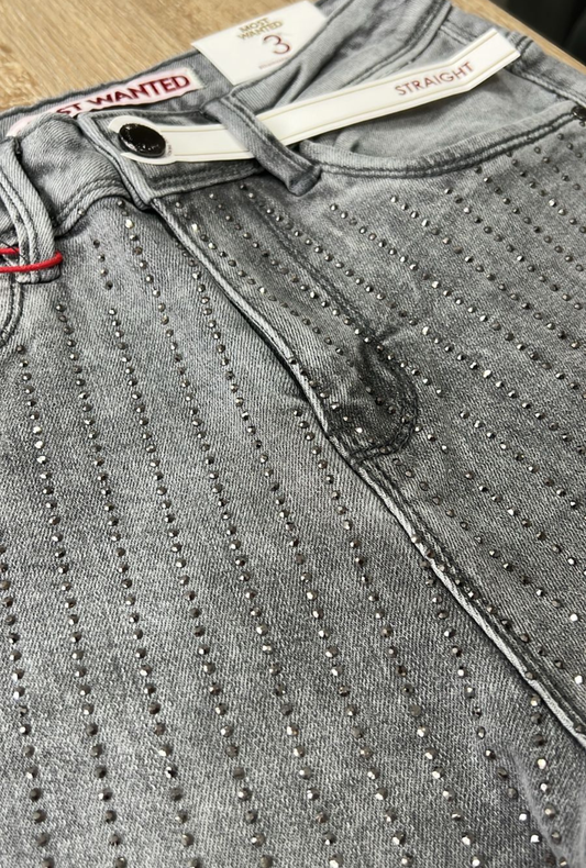 Jean Straight Gris con Brillo en Línea – Most Wanted