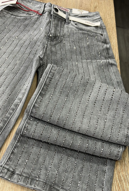 Jean Straight Gris con Brillo en Línea – Most Wanted