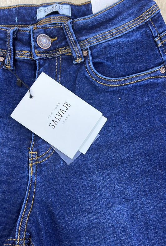 Jean Azul Oscuro Bota Ancha Salvaje
