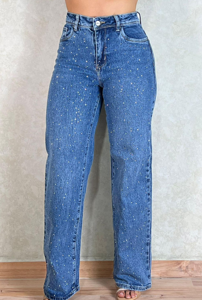 Jeans Straight Brillos Taches- Most Wanted