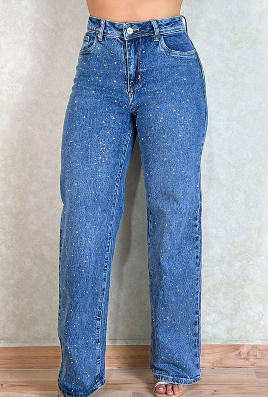 Jeans Straight Brillos Taches- Most Wanted