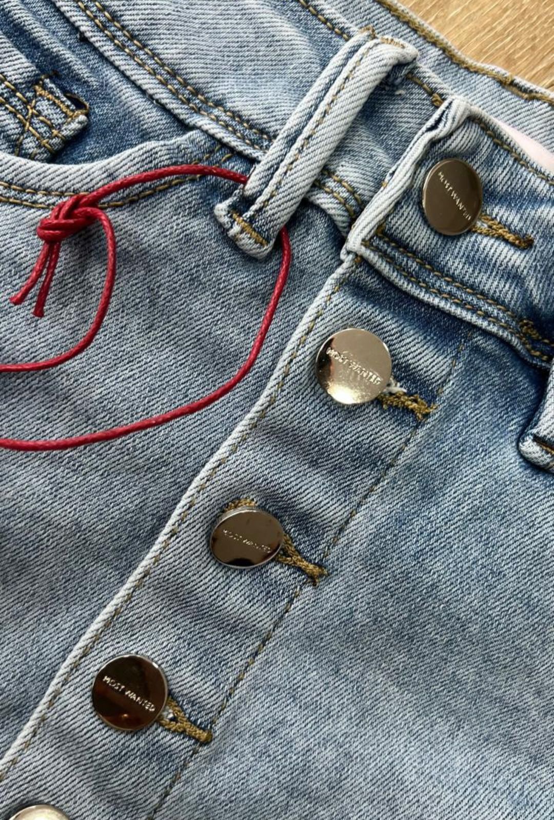 Falda Short Azul 7 Botones Most Wanted