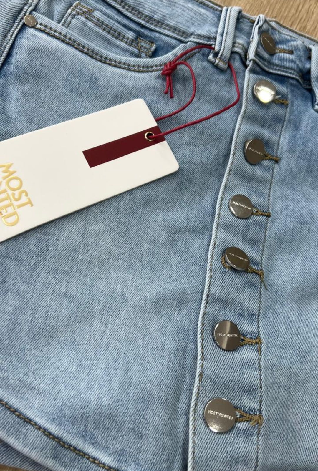 Falda Short Azul 7 Botones Most Wanted