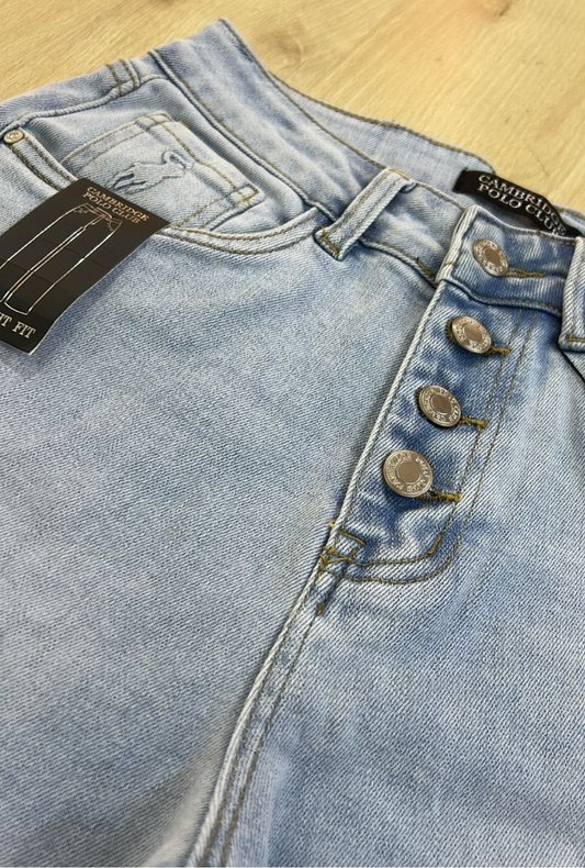 Jeans Straight Ancho Polo Club – Azul Claro con Botones