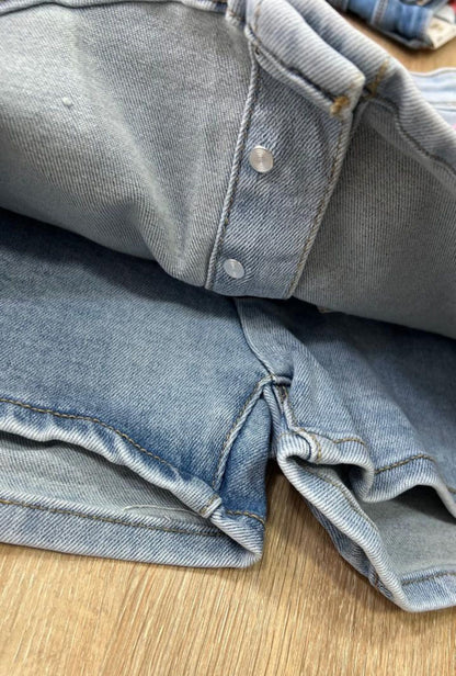 Falda Short Azul 7 Botones Most Wanted