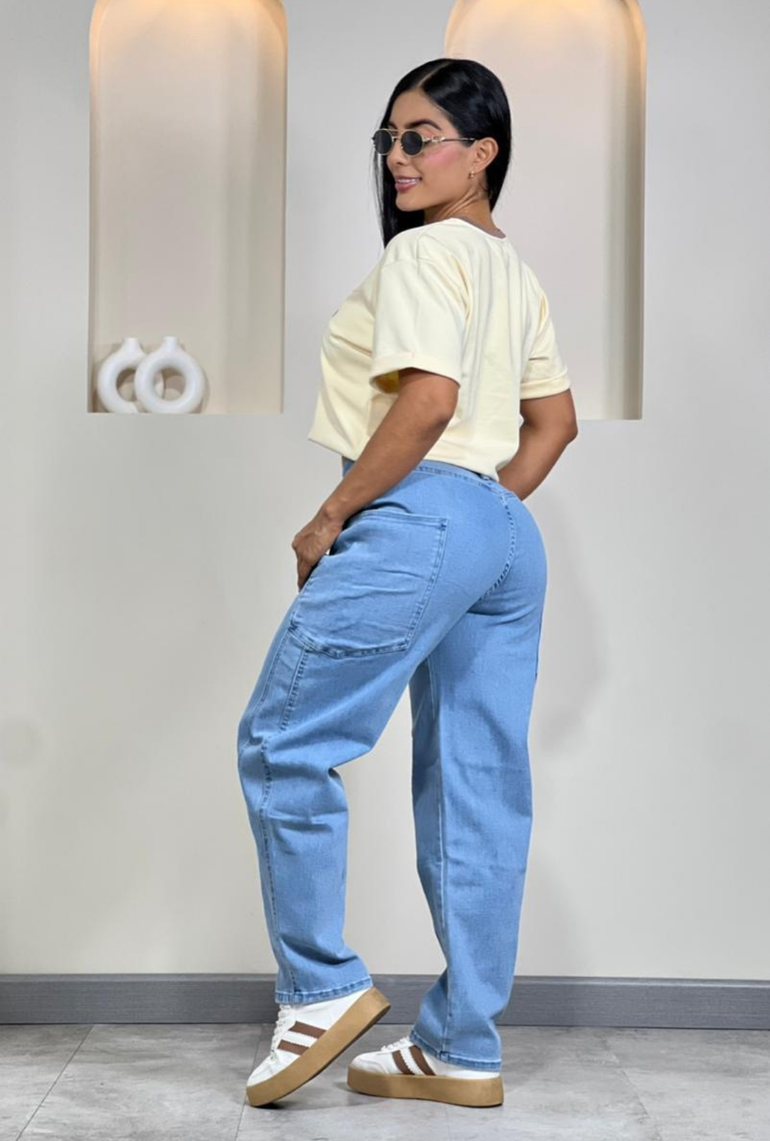 Jeans Barrel Tiro Alto Stretch