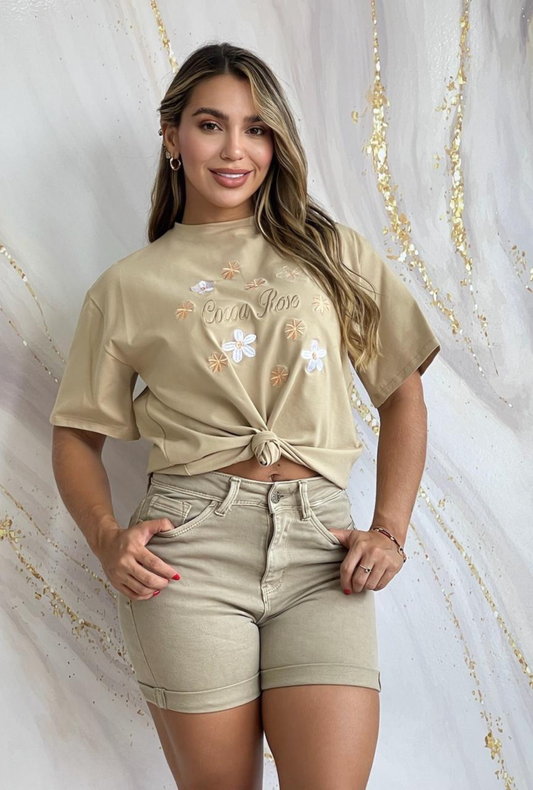 Camiseta Oversize Cocoa Rose