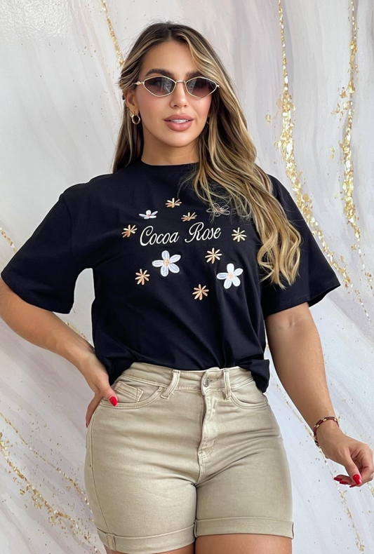 Camiseta Oversize Cocoa Rose