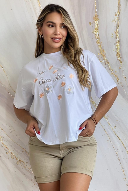 Camiseta Oversize Cocoa Rose