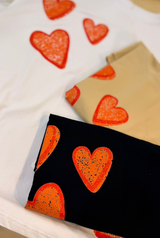 Camiseta Oversize con Estampado de Corazón