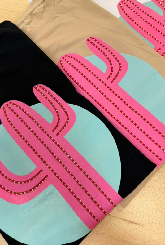 Camiseta Oversize con Estampado de Cactus