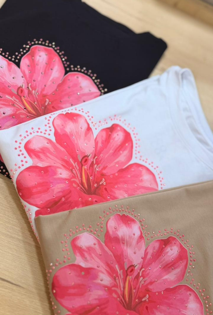 Camiseta Oversize con Estampado Flor de Loto