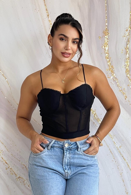 Crop Top Tipo Corset
