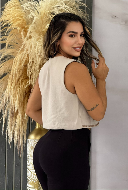 Chaleco bordado de estilo boho–chic,