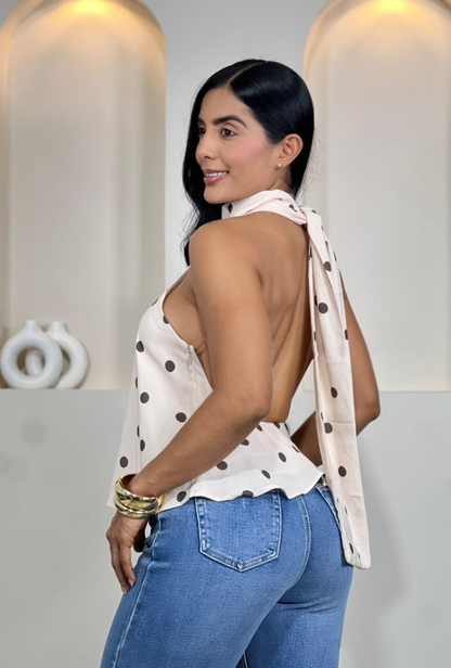 Blusa Halter de Lunares