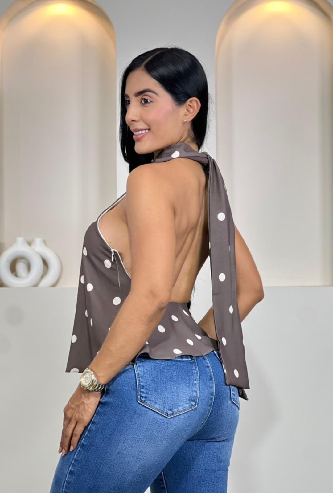 Blusa Halter de Lunares
