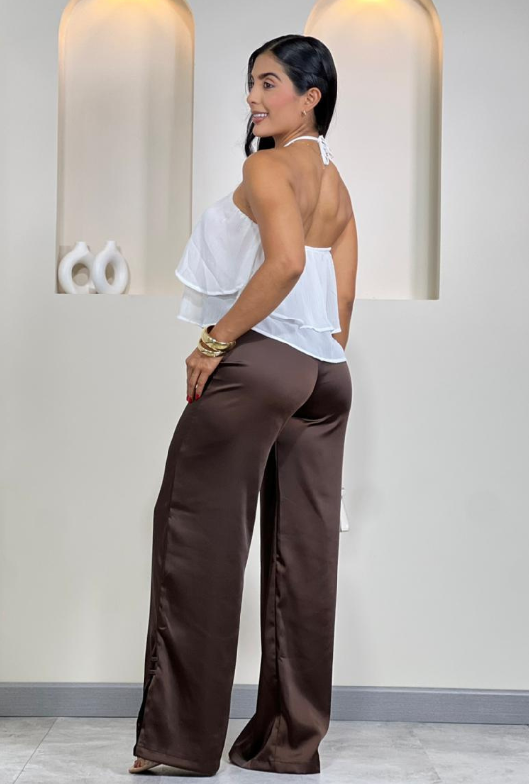 Pantalón Wide Leg Satin Glow