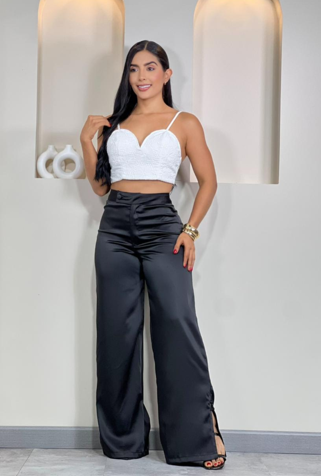 Pantalón Wide Leg Satin Glow