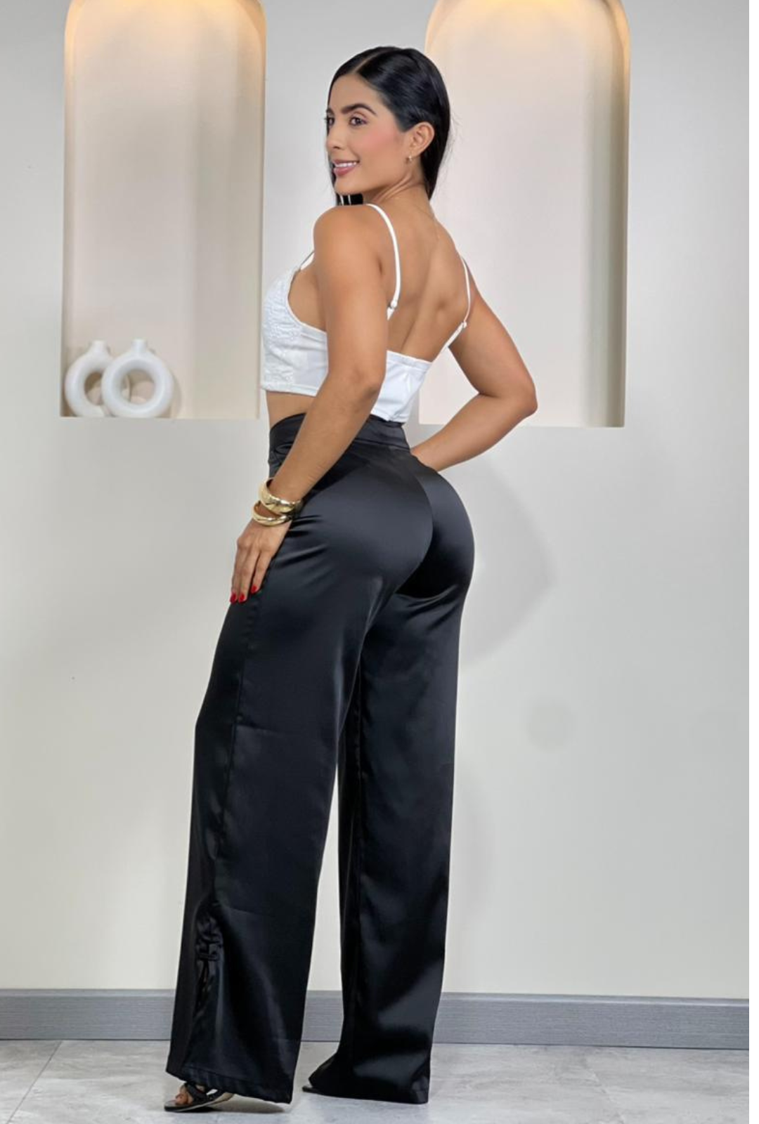 Pantalón Wide Leg Satin Glow