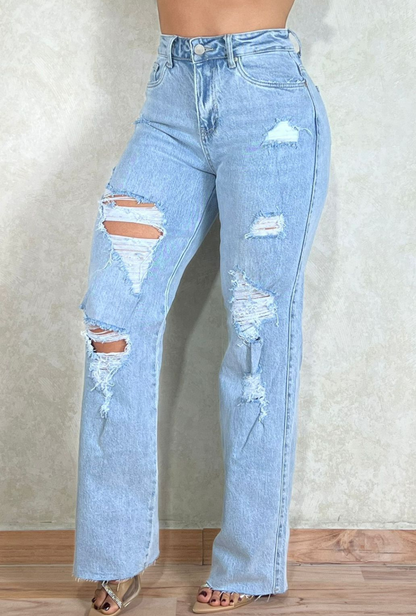 Jeans Polo Club híbrido straight ancho Destroyer