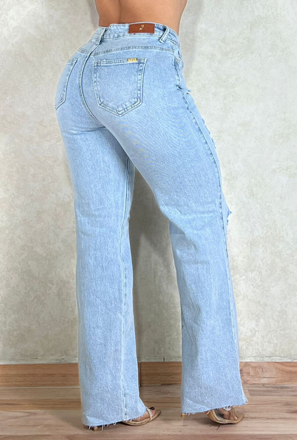 Jeans Polo Club híbrido straight ancho Destroyer