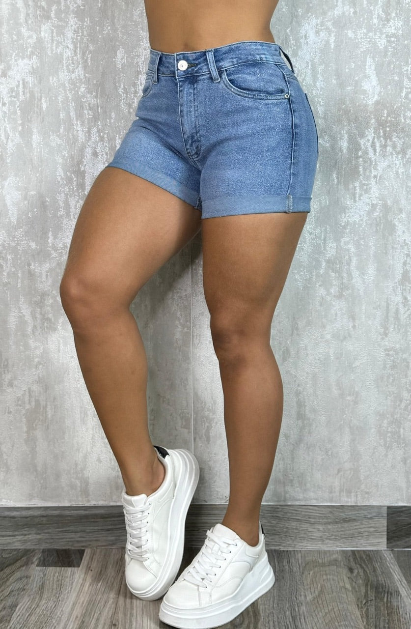 Short denim clasico destellos